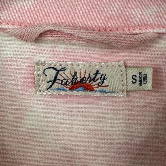 Faherty Sunwashed Overshirt Shacket Jacket Shirt Womens Small Pop Pink Organic - Picture 8 of 14